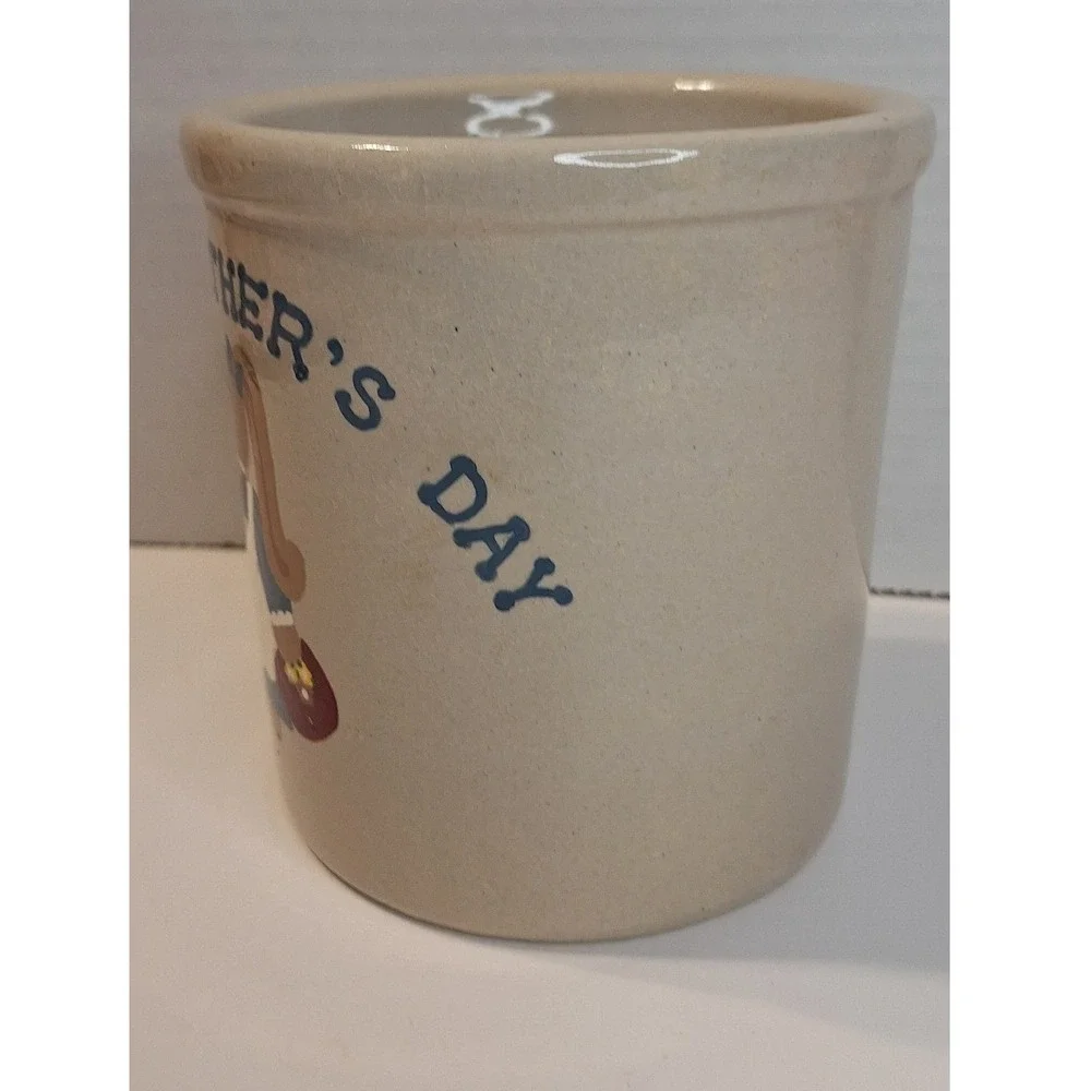 Vtg Robinson Ransbottom Happy Mother's Day Stoneware Crock Bunny Rabbit‎ Pottery